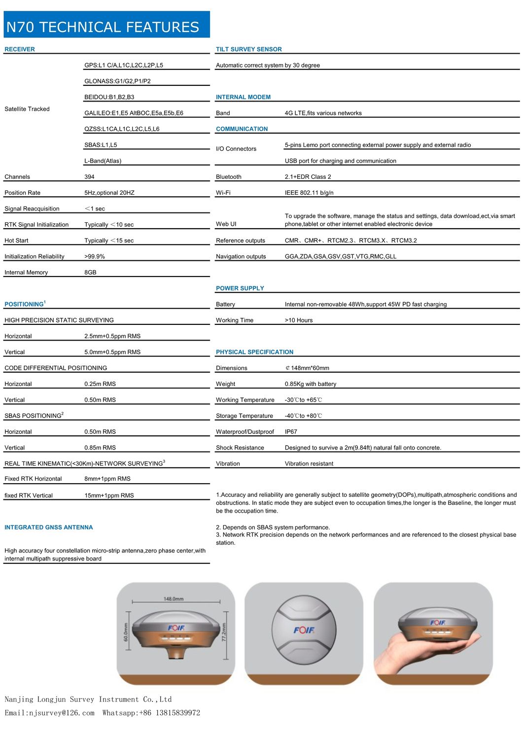 Foif Lowest Price Supporting Web Ui Dgps Rtk GPS Receiver (N70mini)