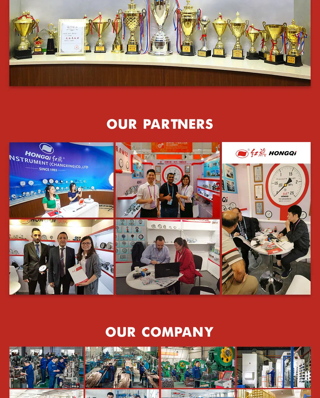 Hongqi ® 2.0" Machinery Liquid Burdon Tube Pressure Gauge with Compound Scale Pointer Reading Manometer Manufacture in Zhejiang Province