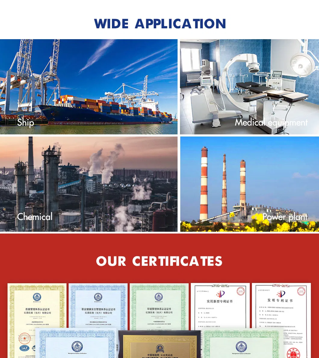 Hongqi ® Red Pointer with Black Pointer Railway Use Pressure Gauge 0-1600kpa