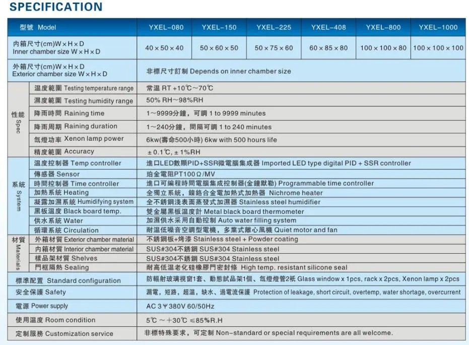 PLC Control Xenon Lamp Irradiation Climate Chamber