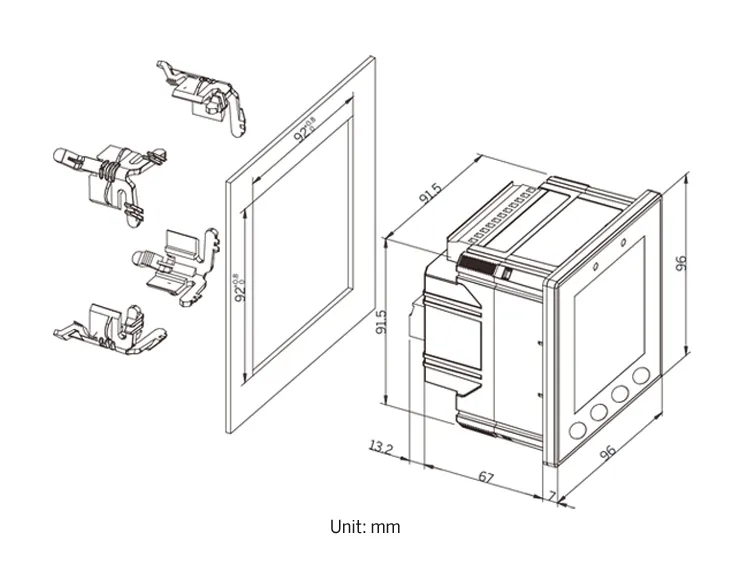 PMC-53A-E DIN96 Class 0.5S Three-Phase Multifunction Power Meter with LCD Ethernet Modbus BACnet